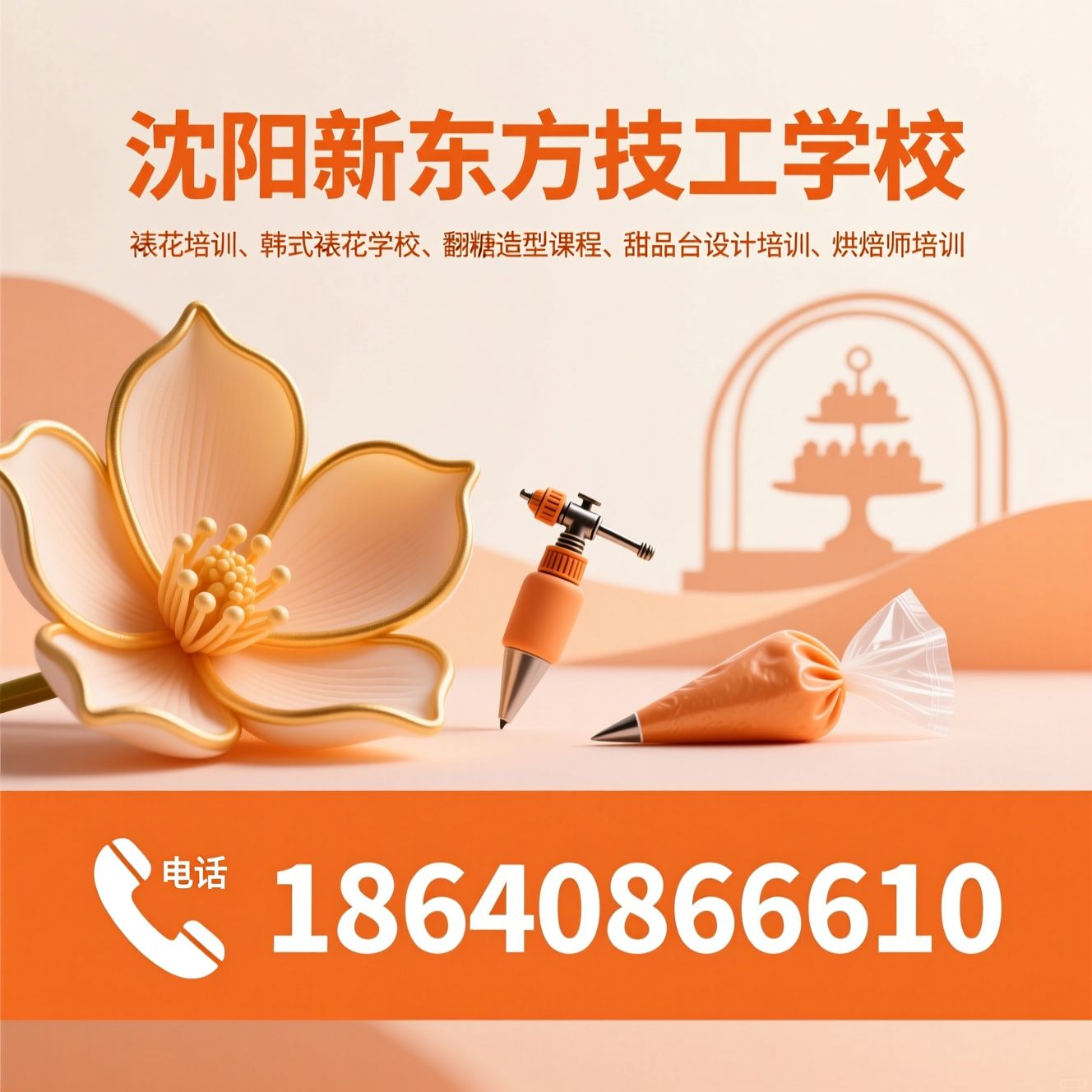 裱花培训_韩式裱花学校/翻糖造型课程/推荐沈阳新东方技工学校服务