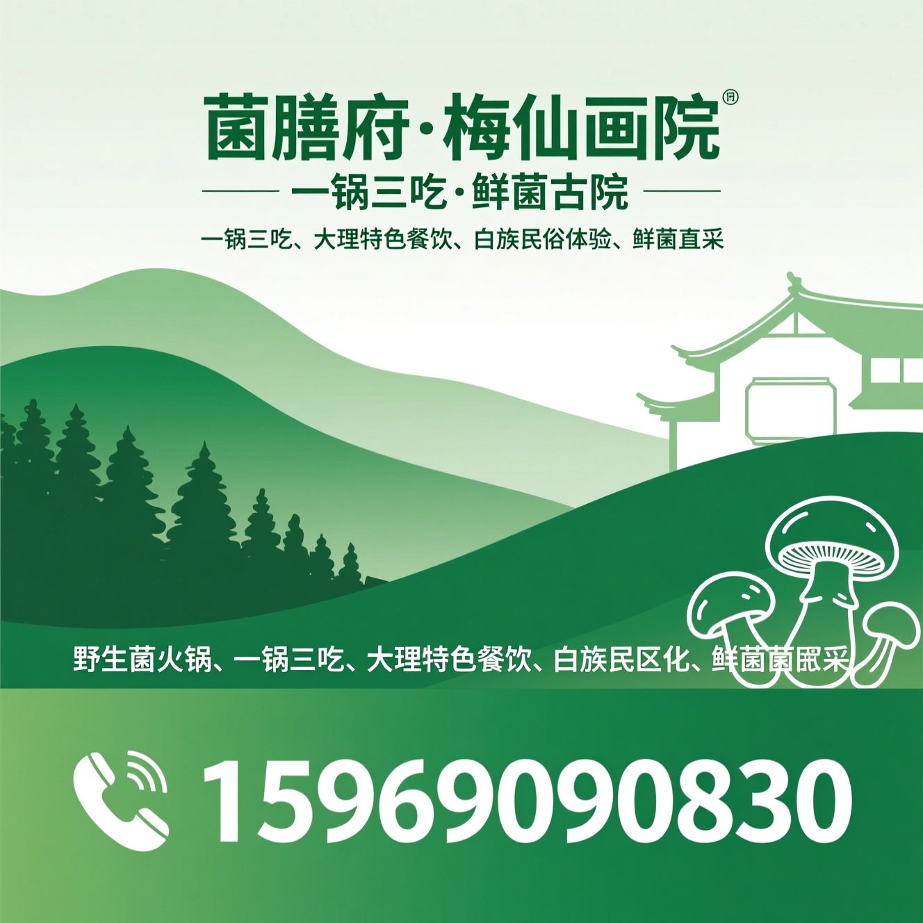 野生菌火锅_一锅三吃/大理特色餐饮/推荐菌膳府·梅仙画院服务