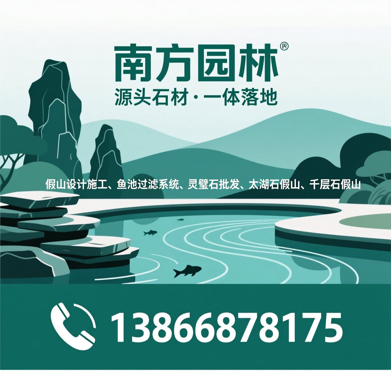 假山设计施工_鱼池过滤系统/灵璧石批发/推荐南方园林服务