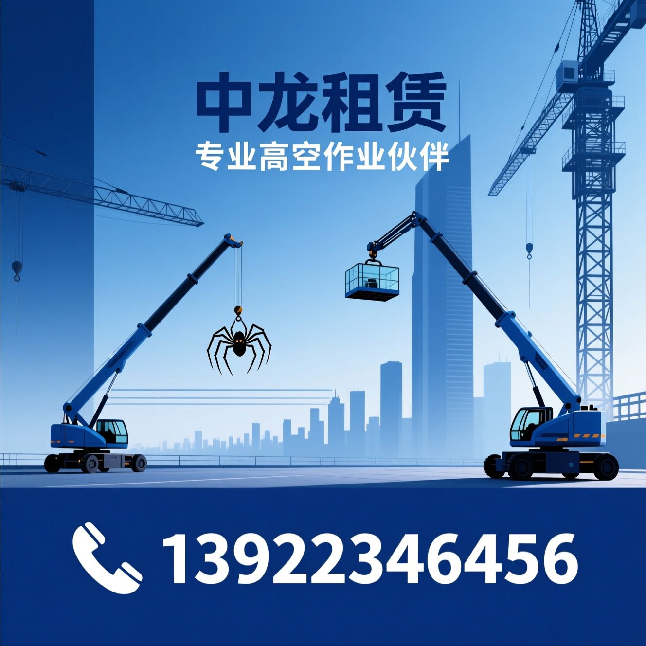 高空作业设备租赁_蜘蛛车租赁/玻璃吸盘车/推荐中龙租赁服务