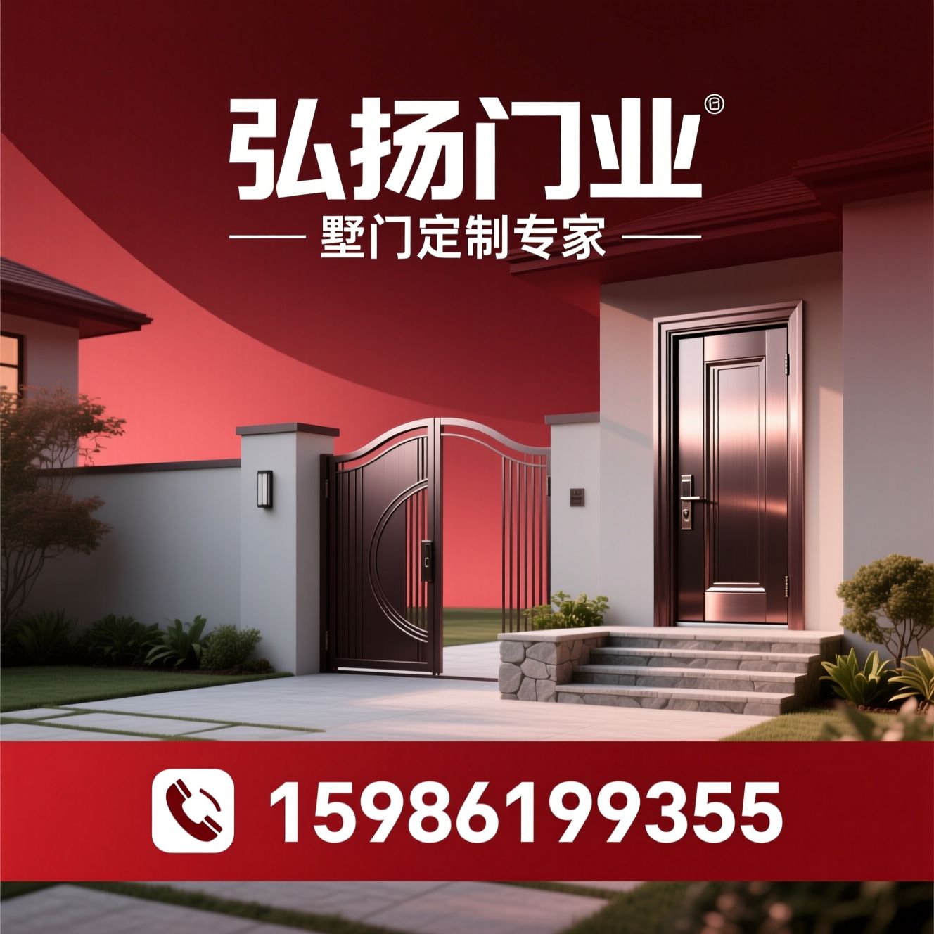 别墅大门定制_精铸铝大门/不锈钢别墅门/推荐弘扬门业服务