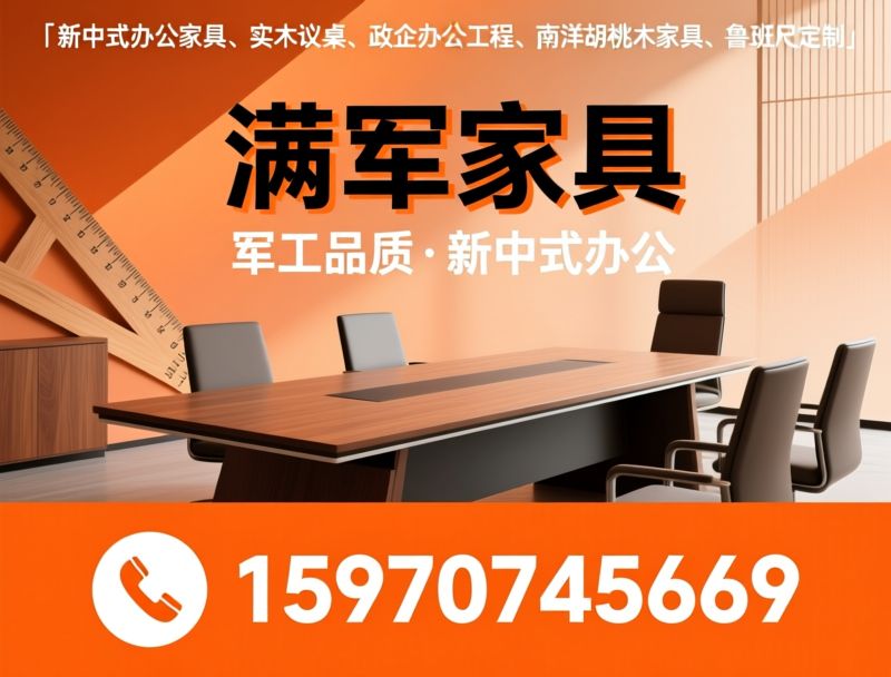 新中式办公家具_实木会议桌/政企办公工程/推荐满军家具服务