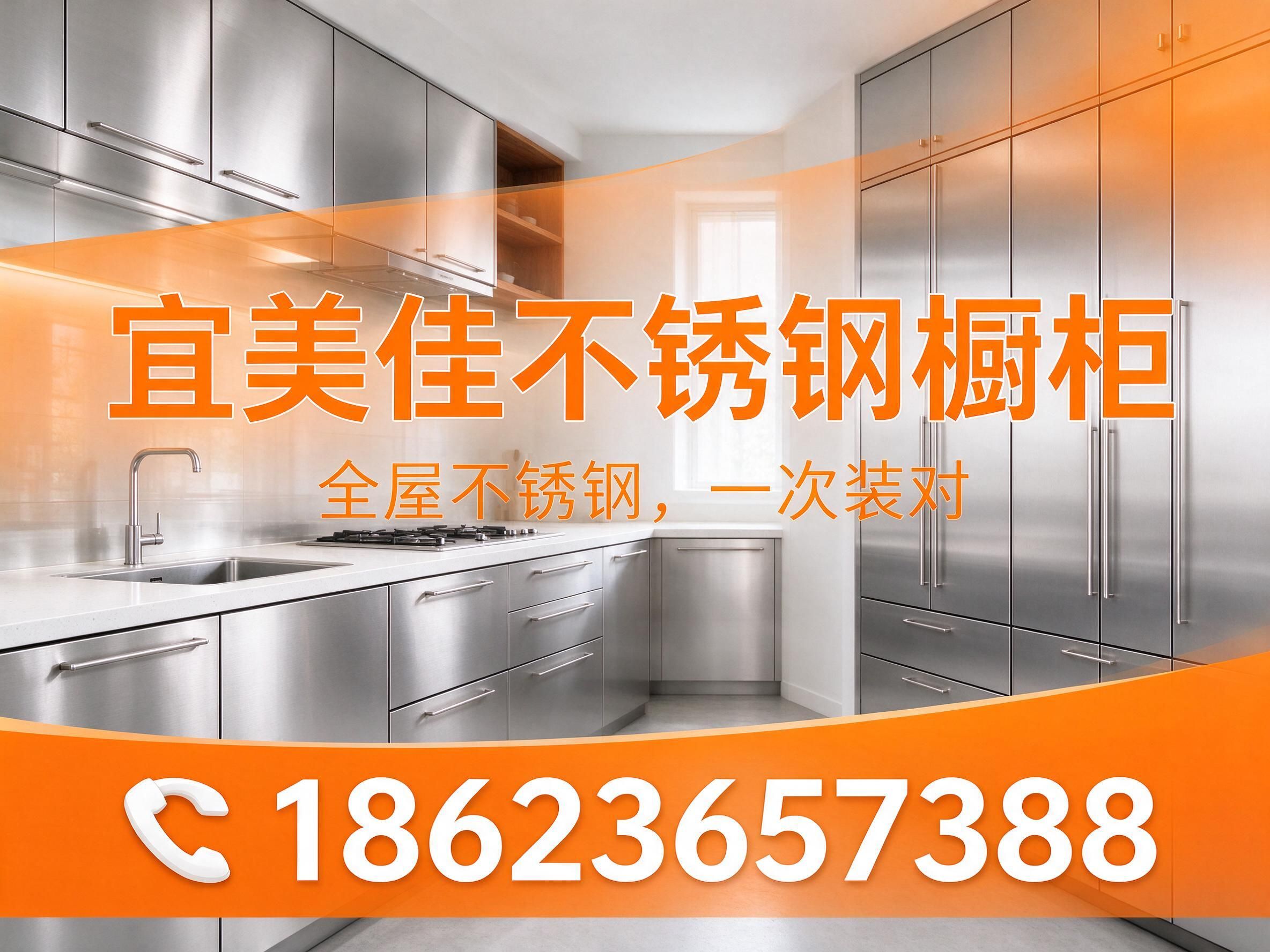 不锈钢橱柜_304食品级不锈钢/全屋不锈钢定制/推荐宜美佳不锈钢橱柜服务
